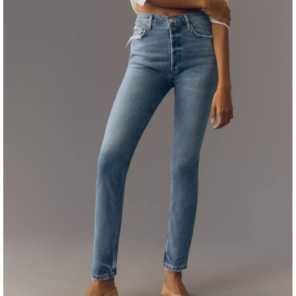 AGOLDE Nico High Rise Straight Jeans Anthropologie Size 33 US 14 16 Button Fly